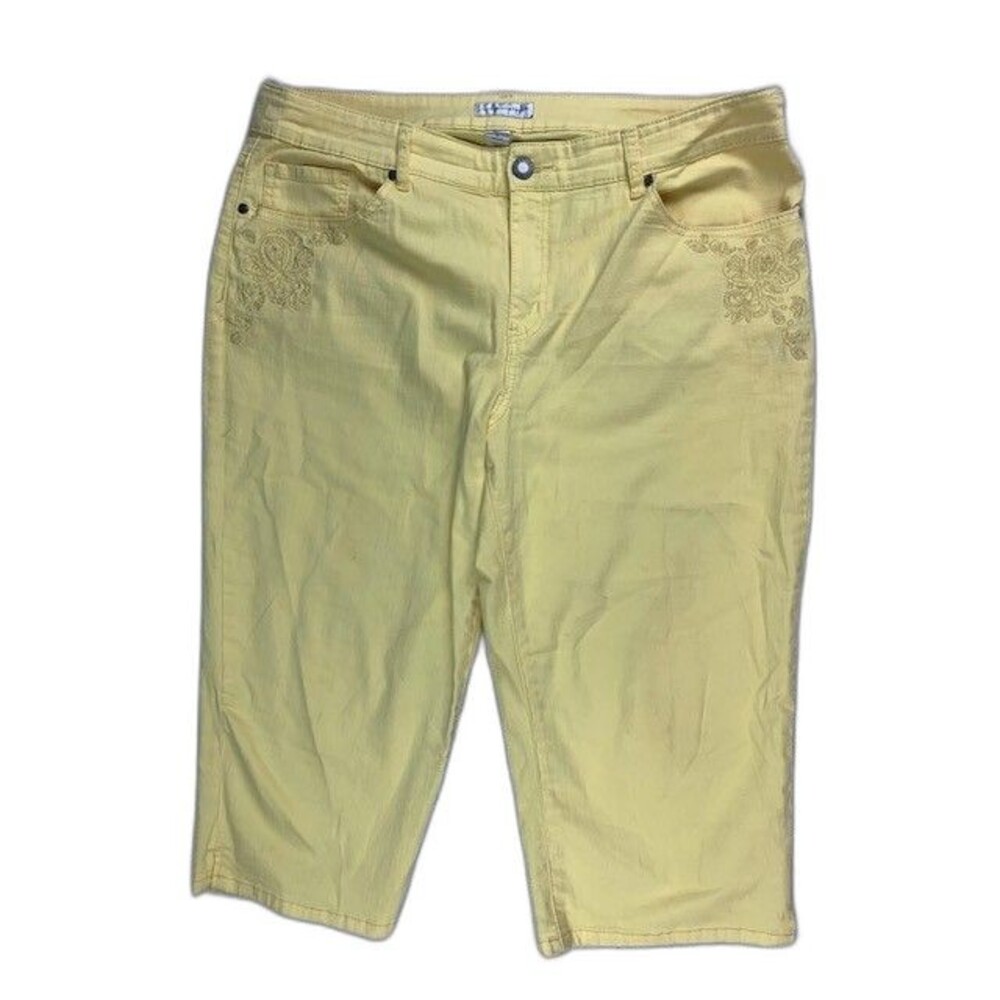 Christopher & Banks Size 16 Womens Capri Jeans Yellow Stretch